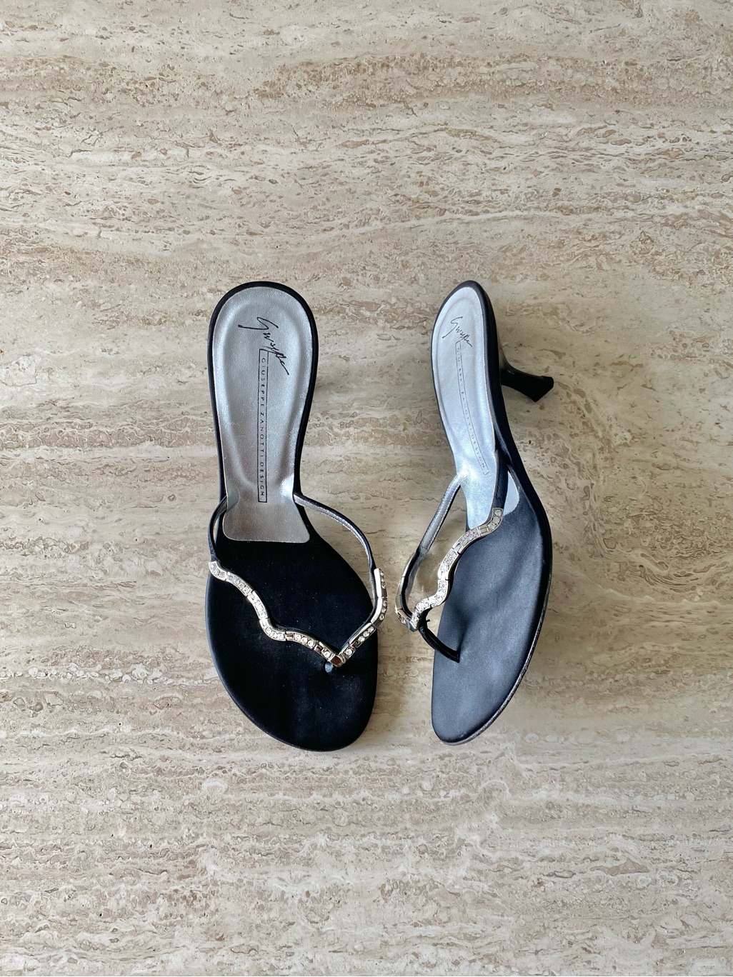 Vintage Giuseppe Zanotti Rhinestone Thong Sandal Heels